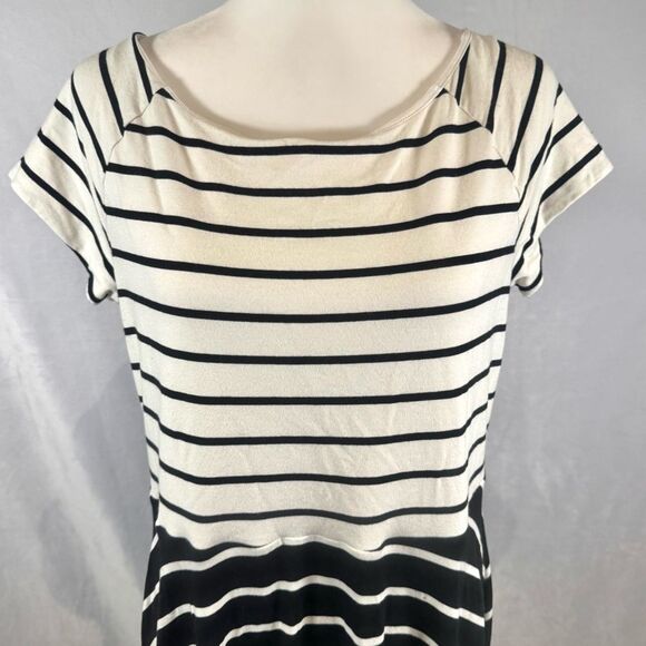 Loft black and white color block striped dress size large - Picture 4 of 8